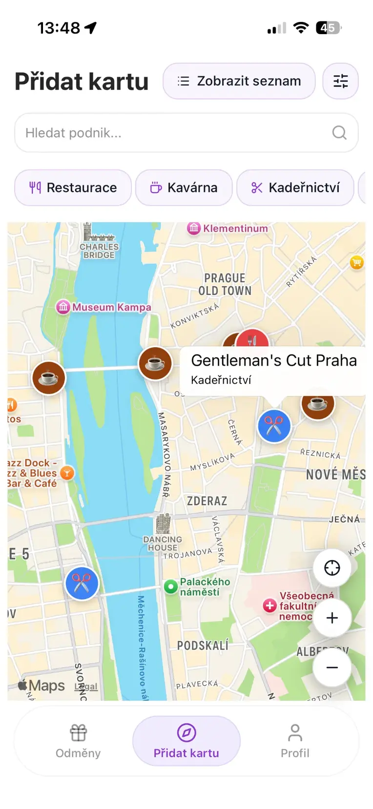 Bonuska mapa podniků